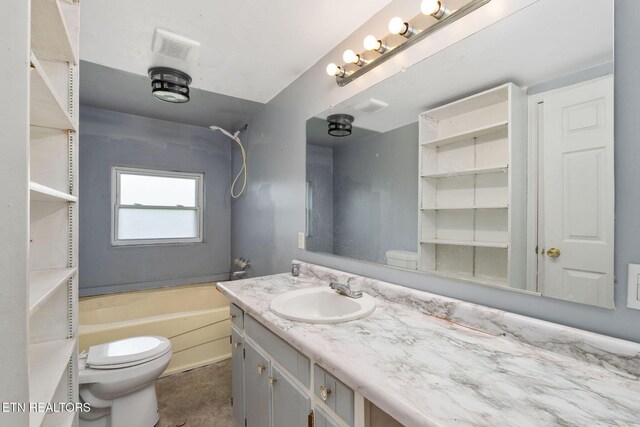 869 Poplar Grove Rd, Harrogate, TN 37752 - full bathroom featuring vanity, toilet, and shower / bathtub combination