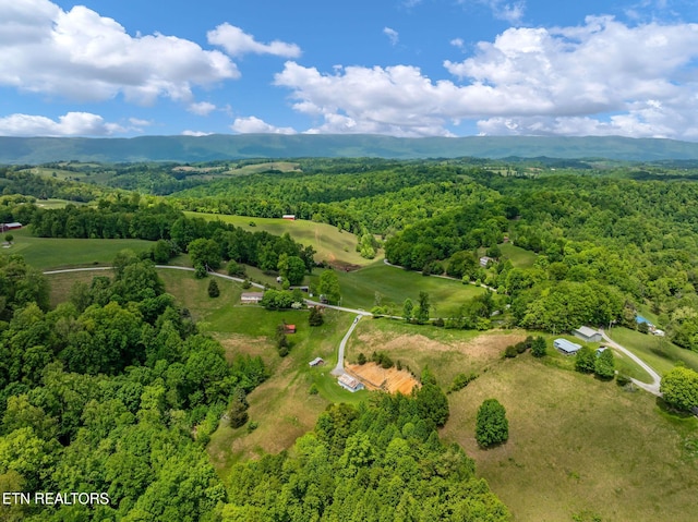 869 Poplar Grove Rd, Harrogate, TN 37752 - aerial view of property and surrounding area featuring a heavily wooded area and mountains