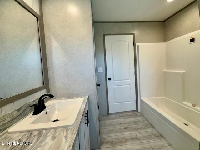 bathroom featuring wood finished floors and vanity