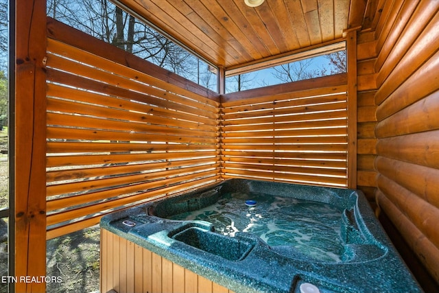 exterior details with a sauna