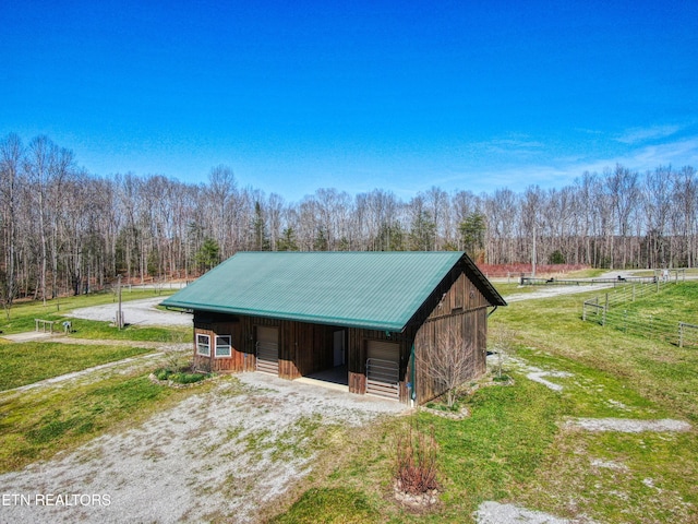 145 Horse Haven Rd, Allardt, TN 38504 - view of outbuilding with an exterior structure, a wooded view, and an outdoor structure