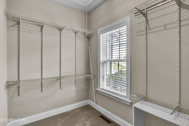 spacious closet with visible vents