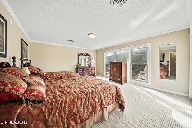 102 Baskins Creek Byp Unit 604, Gatlinburg, TN 37738 - bedroom featuring crown molding, carpet flooring, baseboards, a textured ceiling, and visible vents