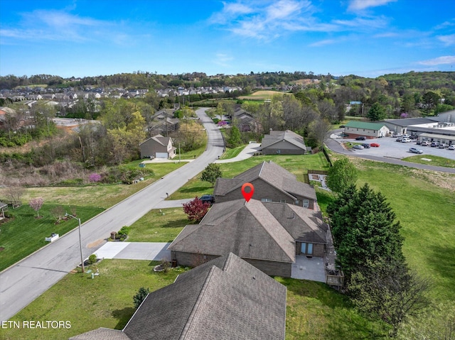 drone / aerial view with a residential view