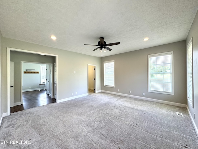 277 Deerfield Way, Lafollette, TN 37766 - unfurnished bedroom with carpet, baseboards, a textured ceiling, recessed lighting, and ceiling fan