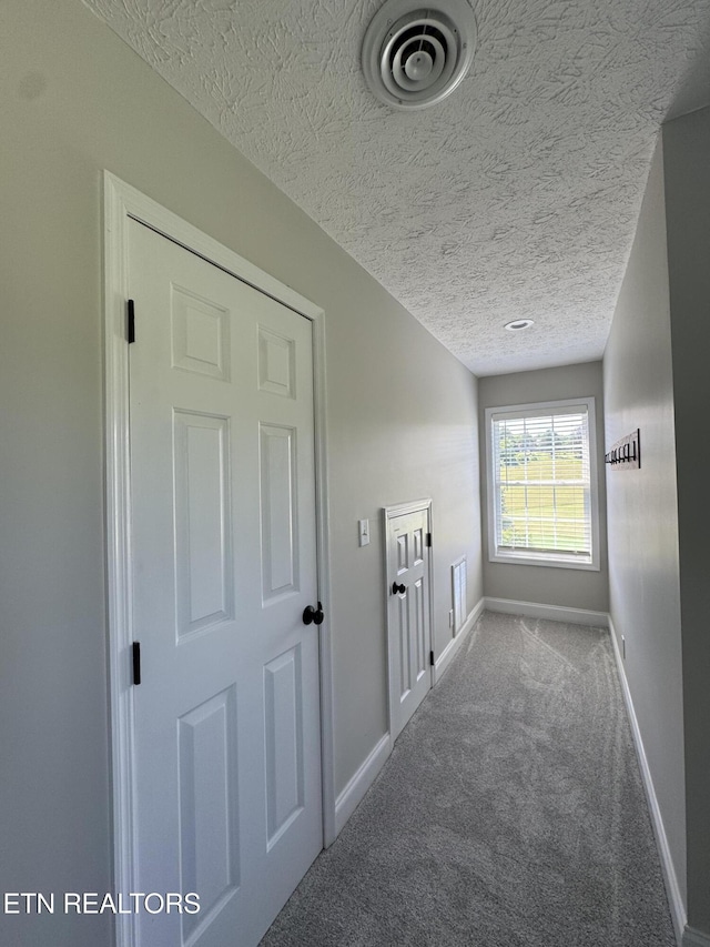 277 Deerfield Way, Lafollette, TN 37766 - hallway with carpet flooring, baseboards, and a textured ceiling