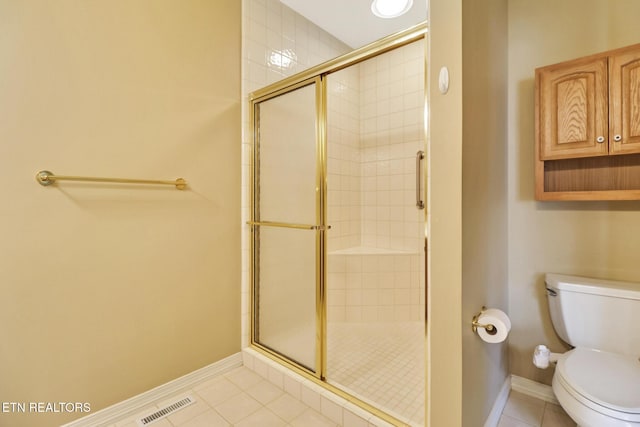 18 Inwood Dr, Fairfield Glade, TN 38558 - bathroom with tile patterned flooring, toilet, a stall shower, and visible vents