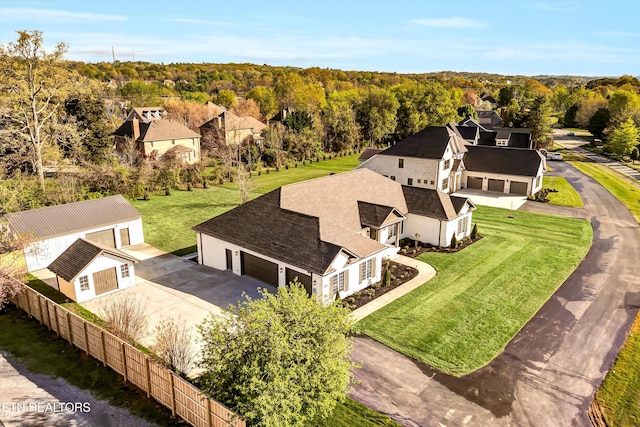 aerial view featuring a forest view