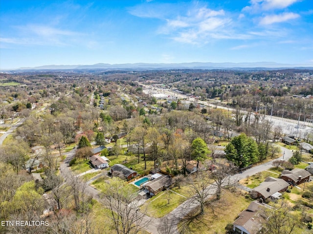 bird's eye view with a mountain view