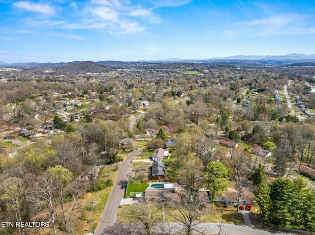 birds eye view of property with a mountain view