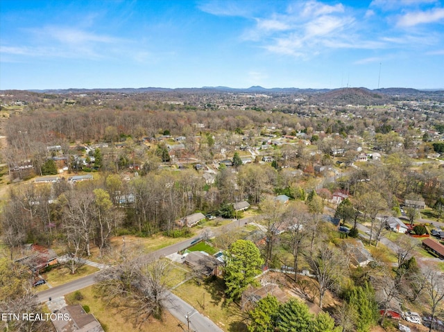 birds eye view of property featuring a mountain view