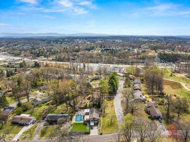 bird's eye view featuring a mountain view