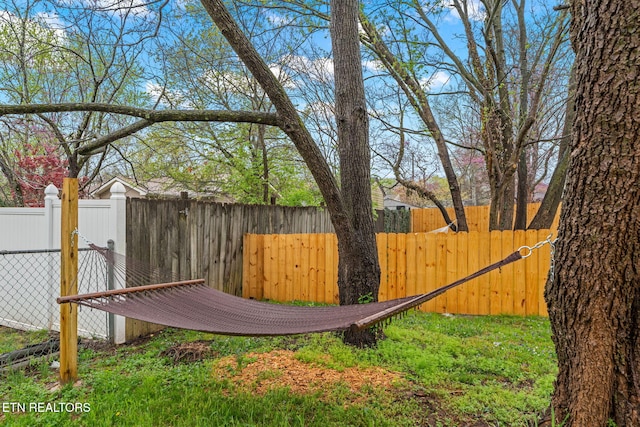 view of yard featuring fence