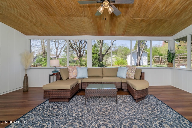 733 Waco Rd, Knoxville, TN 37919 - sunroom / solarium featuring wood ceiling, a deck, and wood finished floors