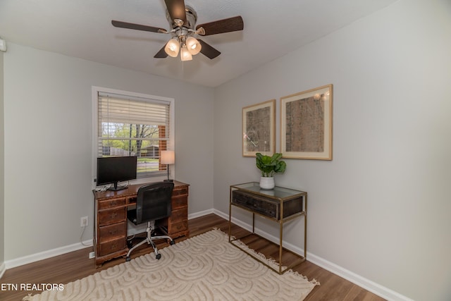 733 Waco Rd, Knoxville, TN 37919 - office space with baseboards, wood finished floors, and a ceiling fan