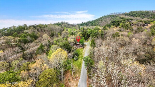 drone / aerial view with a forest view