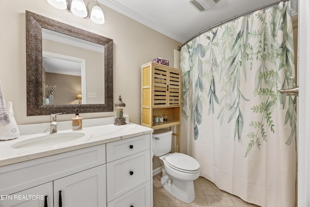 1647 Banebury Ln, Alcoa, TN 37701 - full bath with vanity, tile patterned flooring, crown molding, and a shower with shower curtain