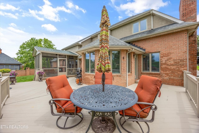 1647 Banebury Ln, Alcoa, TN 37701 - view of patio / terrace featuring a sunroom and a wooden deck