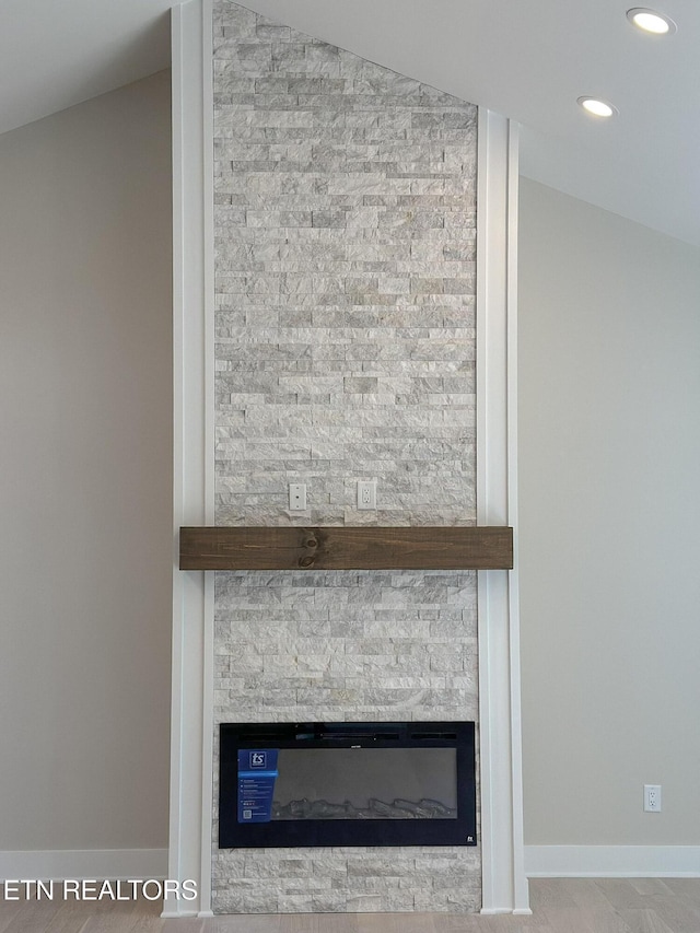 409 Goweli Trl, Vonore, TN 37885 - detailed view of a fireplace, recessed lighting, and baseboards