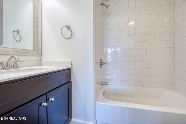bathroom with vanity and shower / bath combination