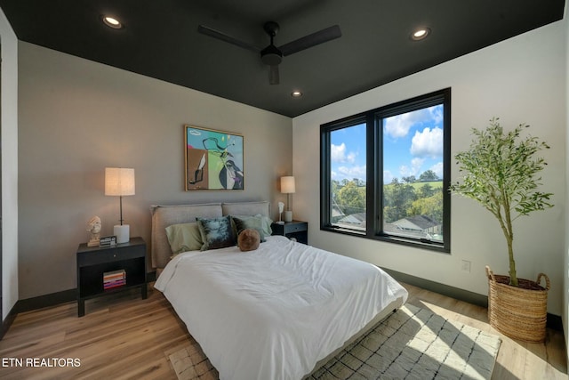 210 Granite Dr, Sevierville, TN 37876 - bedroom with baseboards, ceiling fan, recessed lighting, and light wood-type flooring