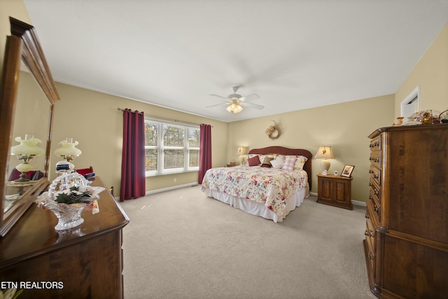 118 Windsor Rd, Crossville, TN 38558 - bedroom with light colored carpet, baseboards, and a ceiling fan