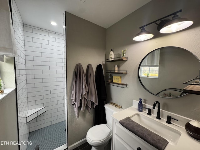 1347 Leffle Webb Rd, Crossville, TN 38572 - full bathroom featuring toilet, vanity, a textured wall, and walk in shower