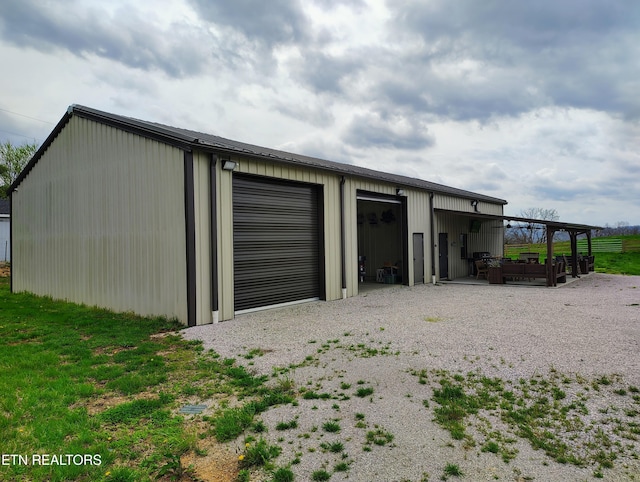 view of detached garage