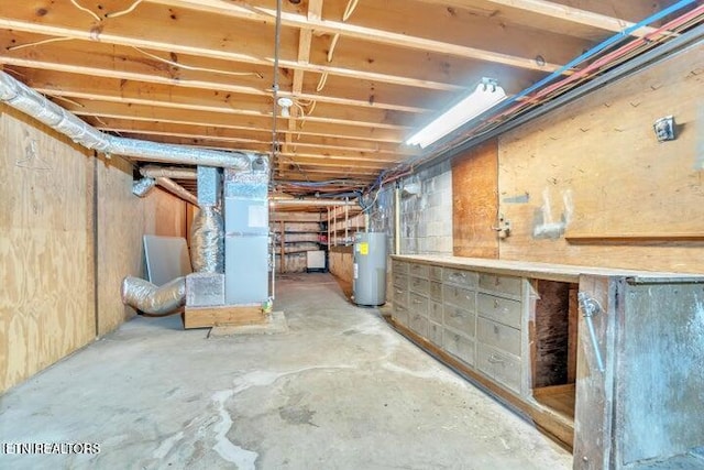 unfinished below grade area with water heater