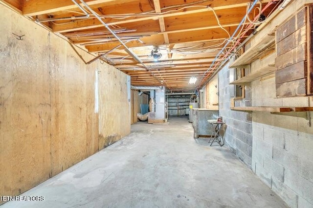 unfinished basement with heating unit