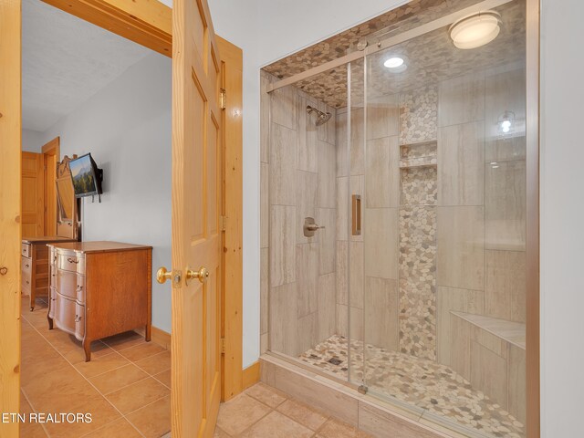 2164 Newt Huff Ln, Sevierville, TN 37862 - full bath featuring a stall shower and tile patterned flooring