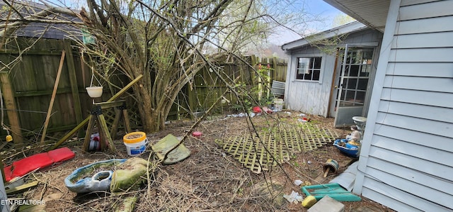 view of yard featuring a fenced backyard