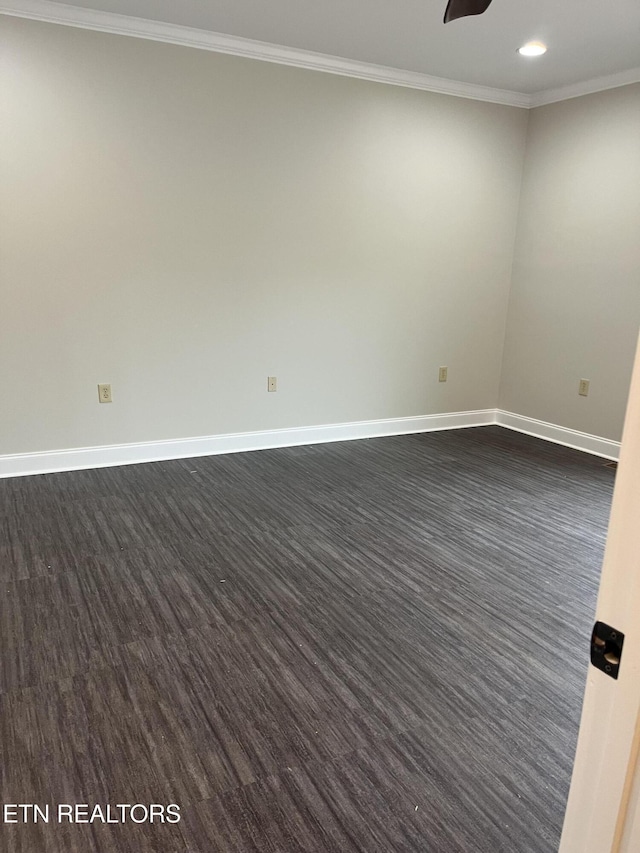 891 Forgety Rd, Jefferson City, TN 37760 - empty room with recessed lighting, crown molding, ceiling fan, and dark wood-type flooring