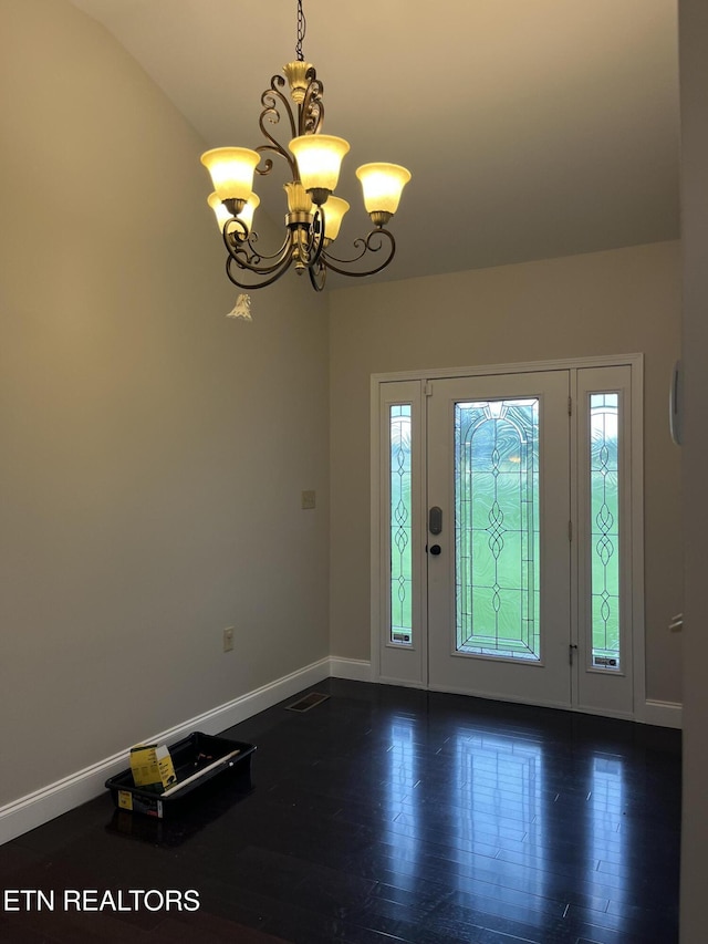 891 Forgety Rd, Jefferson City, TN 37760 - entryway featuring a chandelier, healthy amount of natural light, and dark wood-type flooring