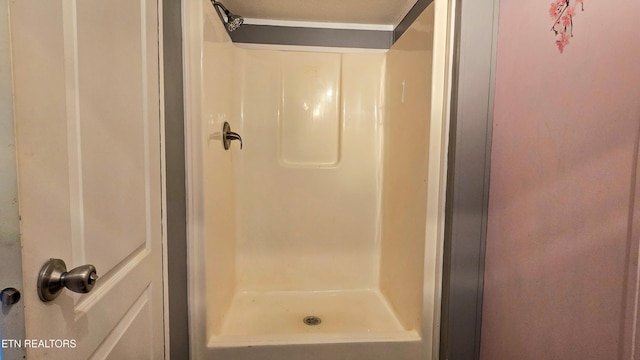 bathroom with a stall shower