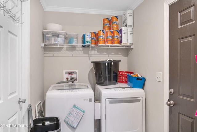 160 Walnut Ln, Rutledge, TN 37861 - clothes washing area with separate washer and dryer, laundry area, and crown molding