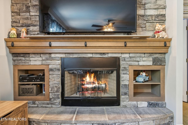 160 Walnut Ln, Rutledge, TN 37861 - room details with ceiling fan and a lit fireplace