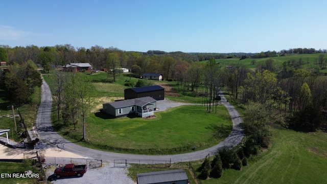 aerial view featuring a rural view