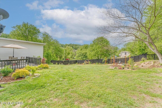 view of yard featuring a fenced backyard