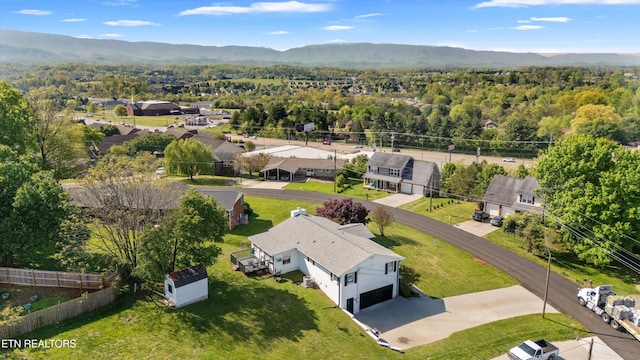 bird's eye view with a mountain view