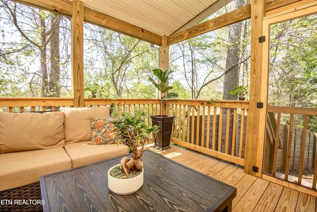 5836 Windtree Ln, Knoxville, TN 37921 - wooden deck featuring an outdoor hangout area