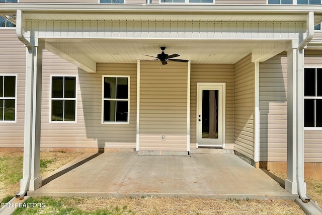 view of patio with ceiling fan