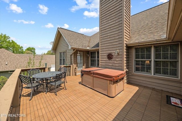 106 Mariners Dr, Fairfield Glade, TN 38558 - view of patio / terrace with outdoor dining area, a hot tub, and a deck
