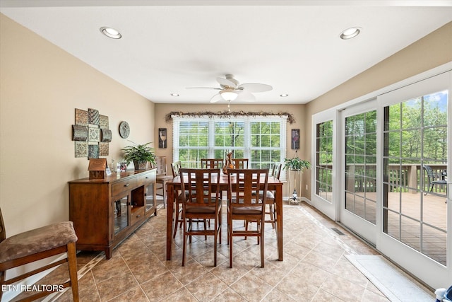 106 Mariners Dr, Fairfield Glade, TN 38558 - dining space with recessed lighting, ceiling fan, and a healthy amount of sunlight