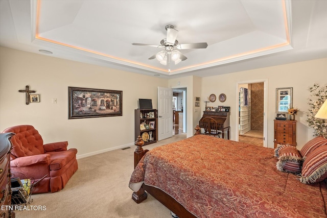 106 Mariners Dr, Fairfield Glade, TN 38558 - bedroom with light colored carpet, a raised ceiling, baseboards, and visible vents