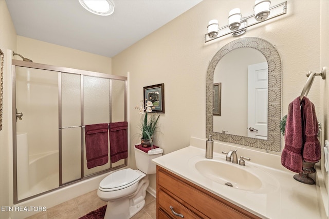 106 Mariners Dr, Fairfield Glade, TN 38558 - full bathroom featuring vanity, tile patterned floors, a shower stall, and toilet