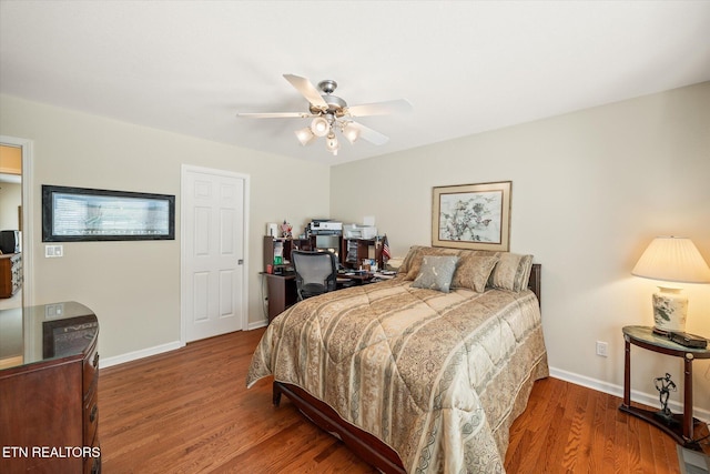 106 Mariners Dr, Fairfield Glade, TN 38558 - bedroom featuring baseboards, a ceiling fan, and wood finished floors