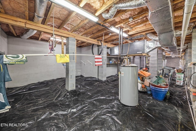106 Mariners Dr, Fairfield Glade, TN 38558 - unfinished basement featuring concrete block wall and gas water heater
