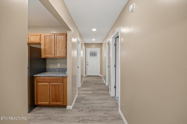 299 Shire Ln, Celina, TN 38551 - corridor with baseboards, light wood-style flooring, and recessed lighting