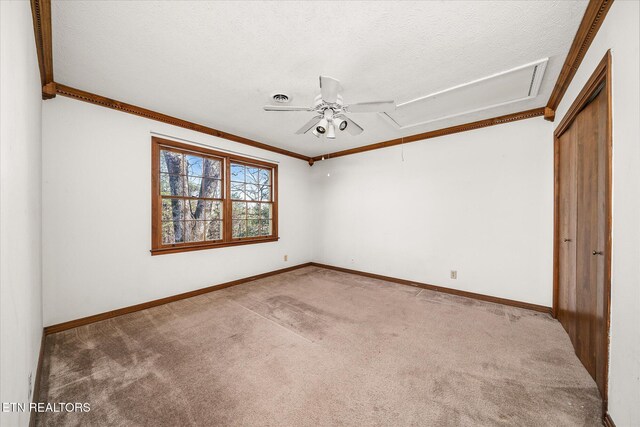 1441 Bunker Hill Rd, Cookeville, TN 38506 - unfurnished room with attic access, visible vents, ornamental molding, and carpet flooring